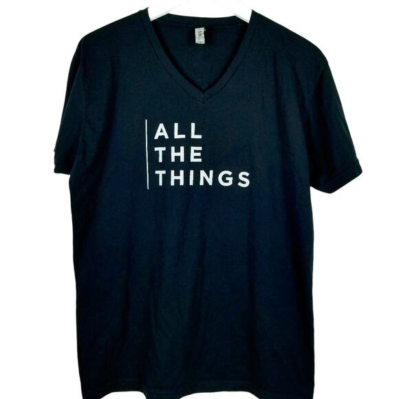 "All The Things" NEXT LEVEL Black Graphic Text T-shirt S/S - Size Medium - Picture 3 of 3